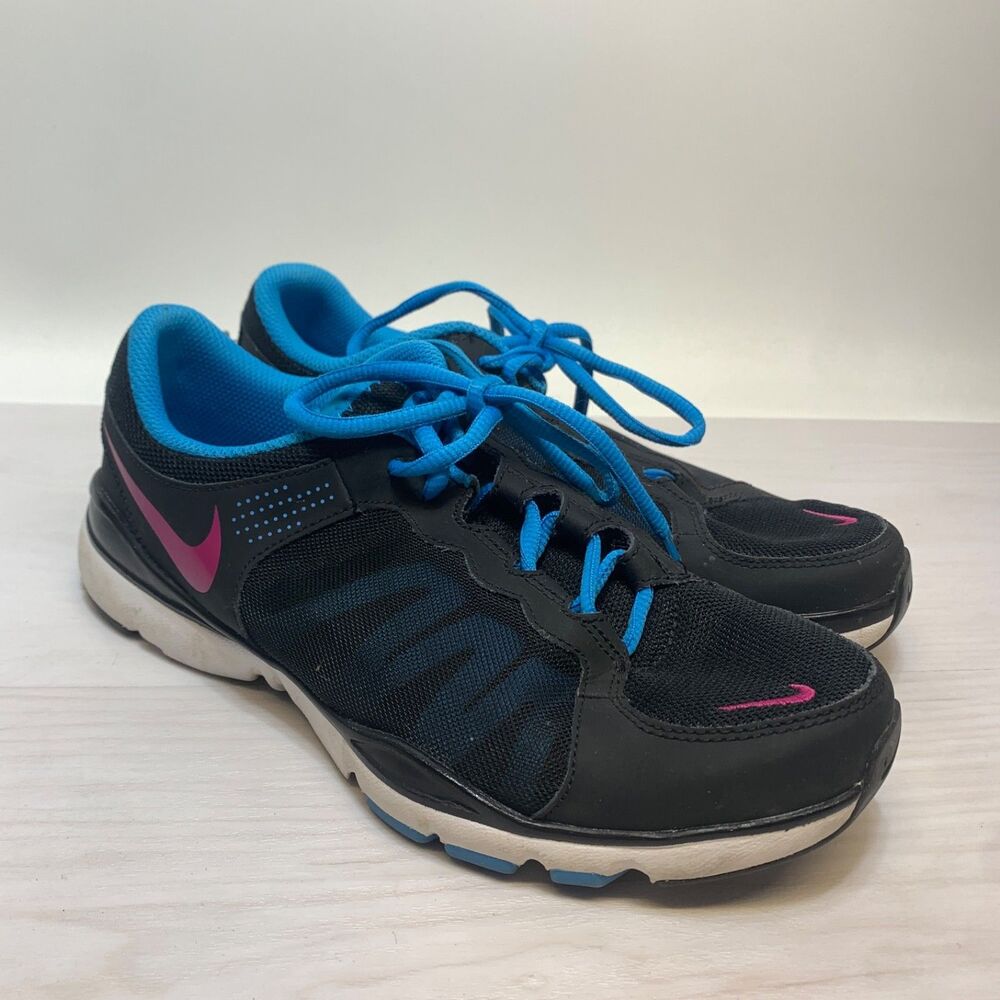 Nike Flex Trainer 2 Sneakers Black Blue Pink 8.5 US Womens 511332-004 Training